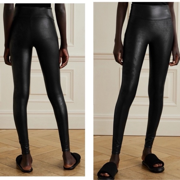 SPANX Faux Leather Stretch Power Waistband Tummy Control Legging Yoga Medium NEW - Picture 10 of 13